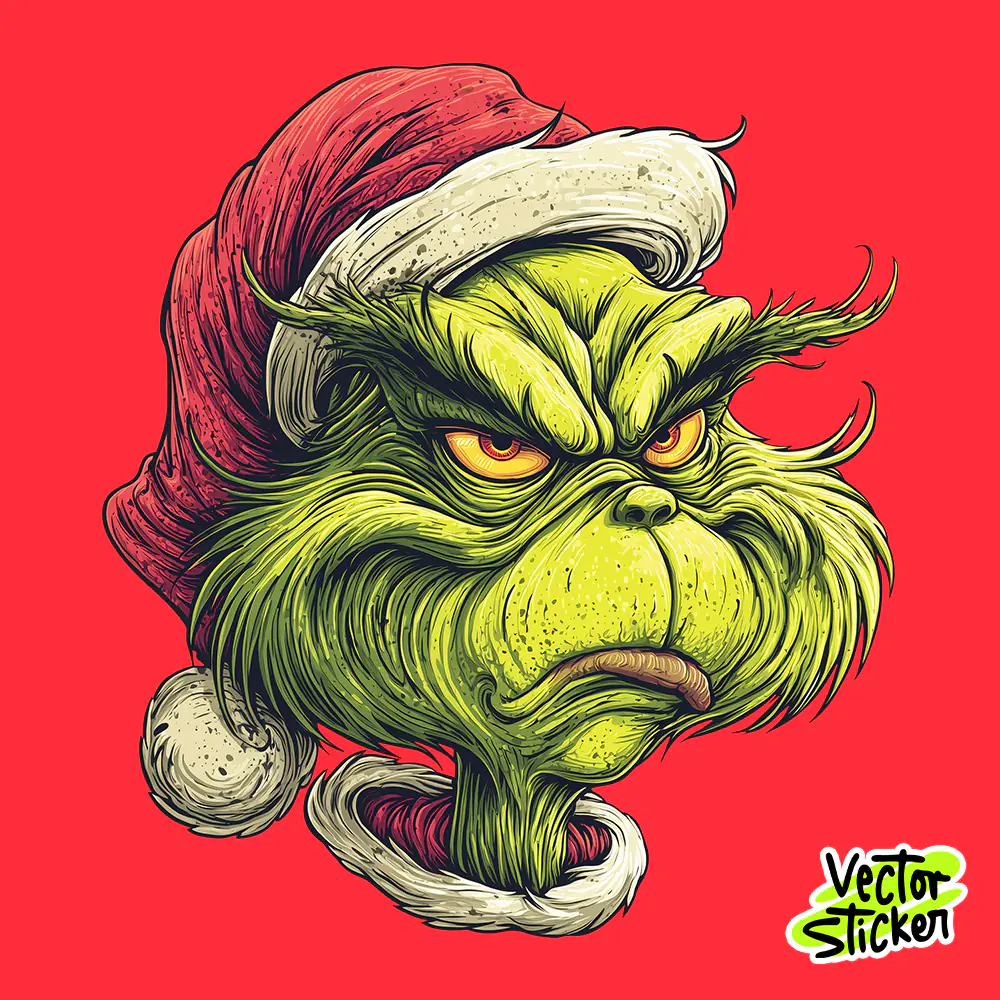 Angry Grinch Christmas T-Shirt Design – Premium PNG for Stickers