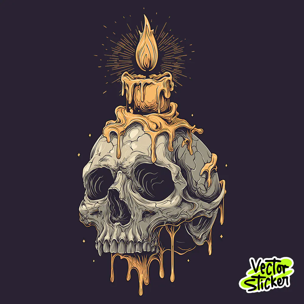 Free Skull Candle Vintage Tattoo T-Shirt Design | Old School Tattoo Art