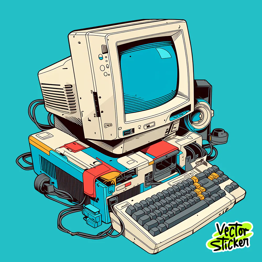 Cyberpunk Retro Computer Sticker Free PNG Download | Vectorsticker