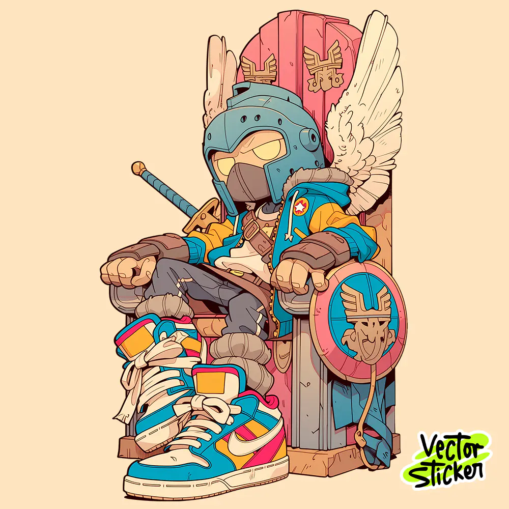Urban Winged Warrior – Street Style Fantasy Character T-Shirt Design PNG