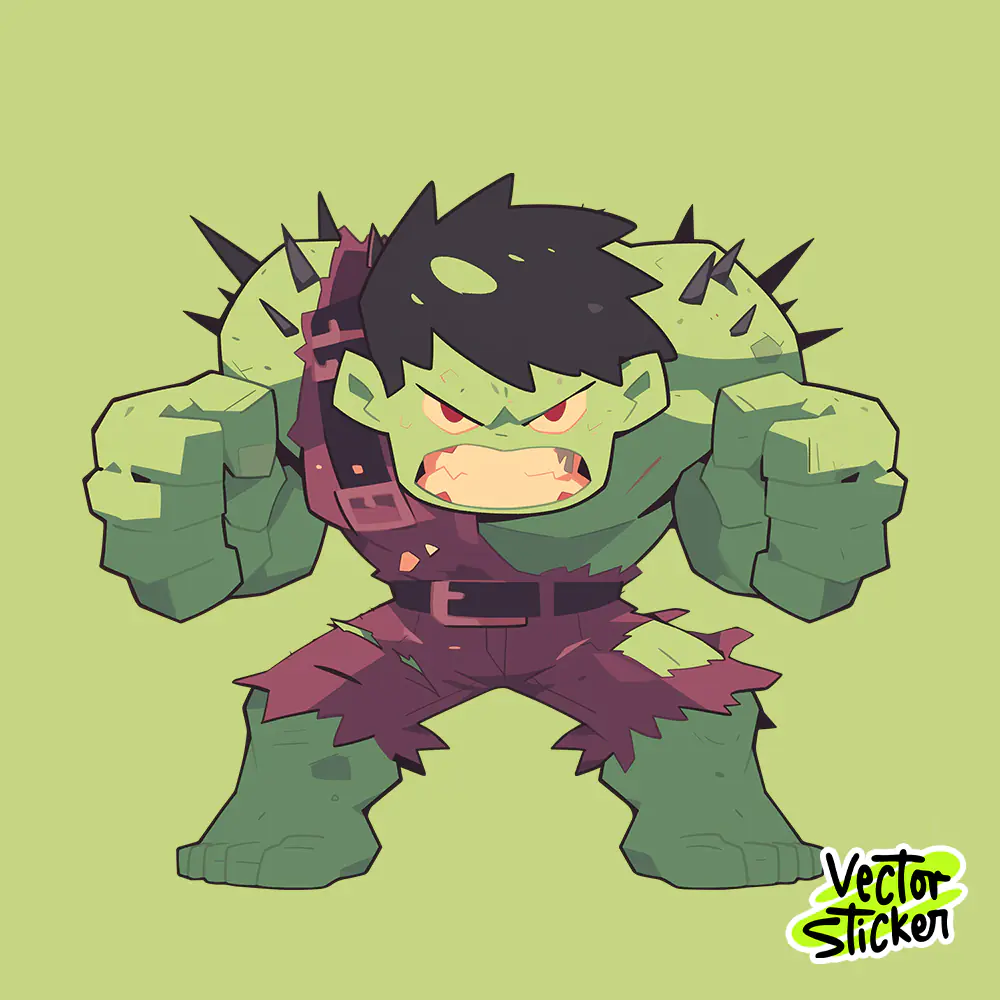 Free Punk Hulk Cartoon Sticker | Angry Monster Vector Design