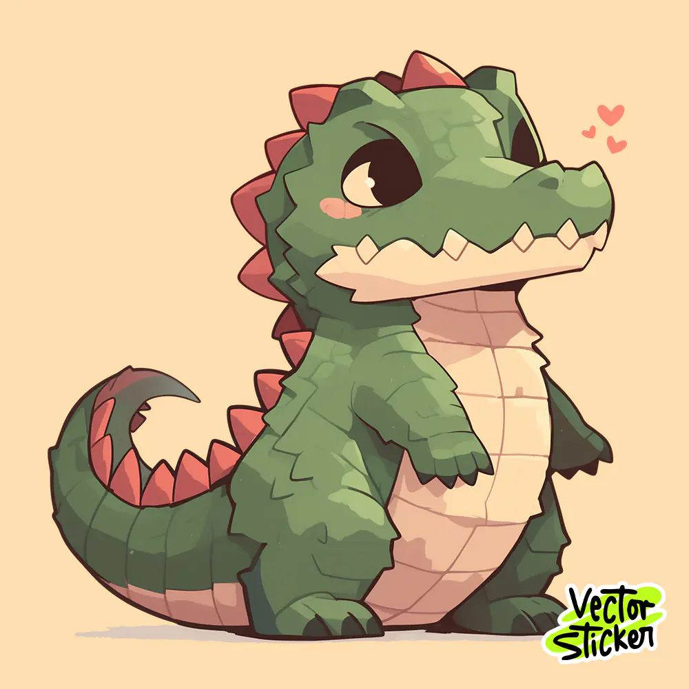 Free PNG Sticker Design Cute Crocodile Cartoon Green