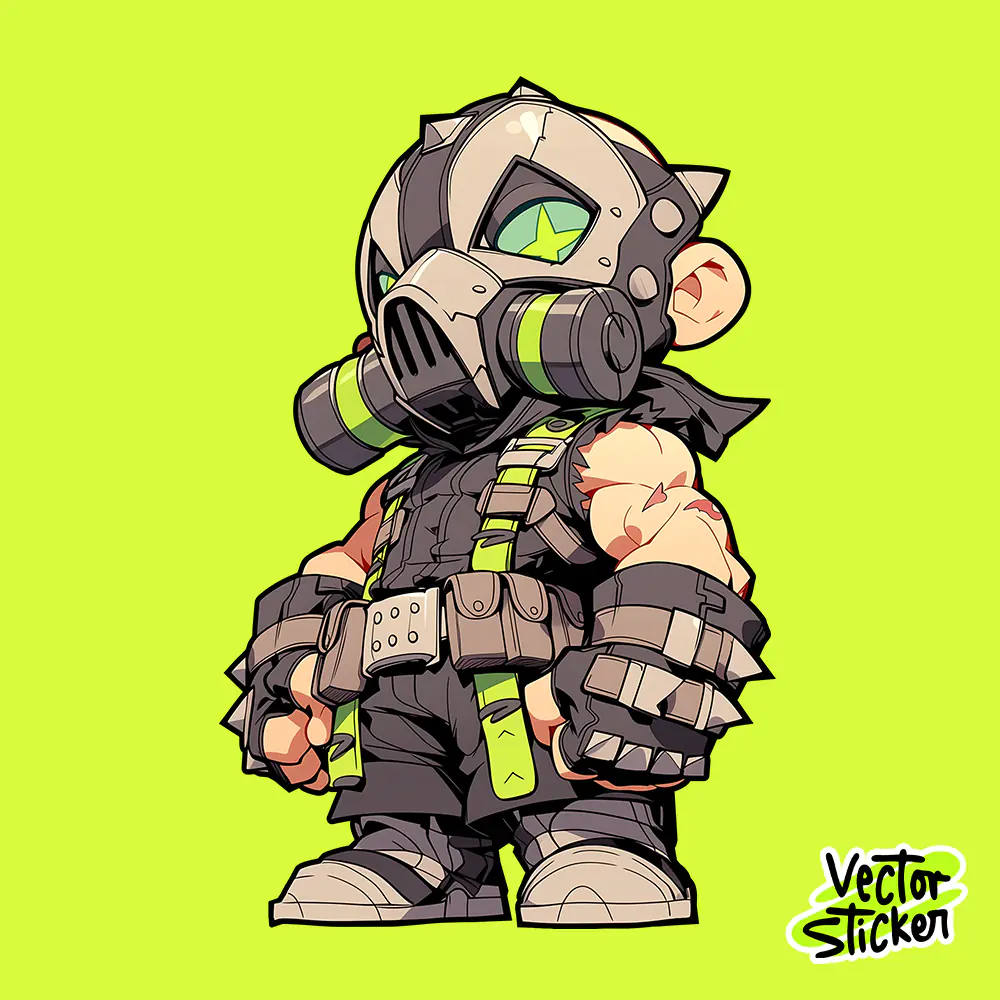 Battle-Ready Chibi Bane Spiked Armor Sticker Free PNG | VectorSticker