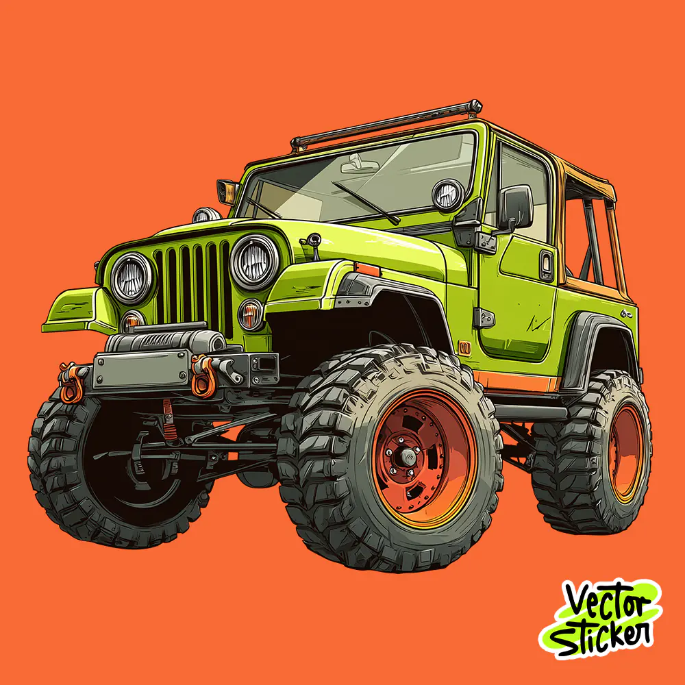 Off-Road Jeep Vector Illustration – Adventure Car Illustration for T-Shirt Design