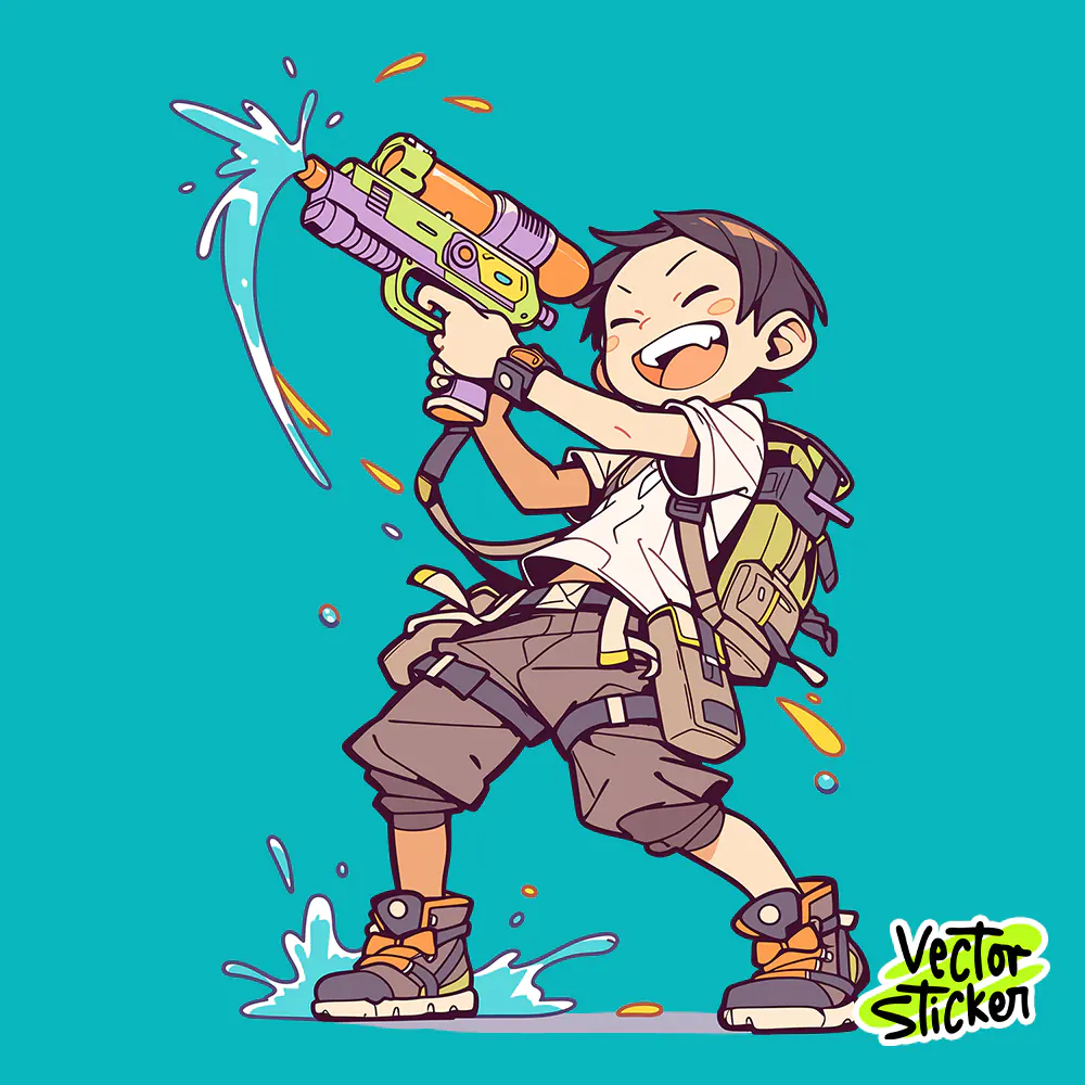 Thingyan Water Festival Myanmar Boy Water Gun Splash PNG