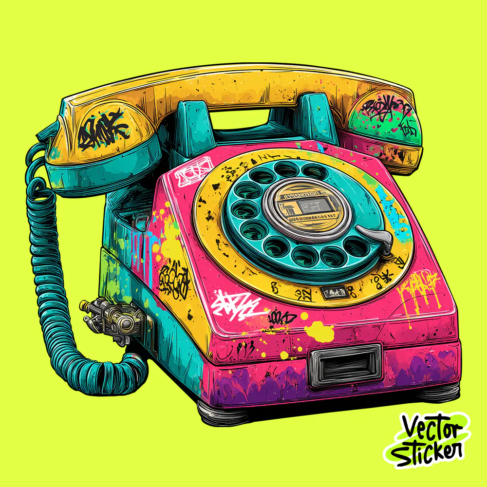 Vintage Telephone T Shirt Graffiti Neon Street Style Design