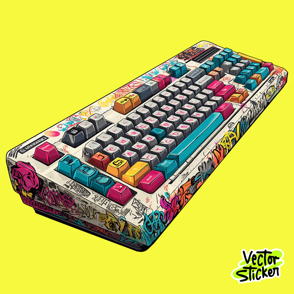 Graffiti Vintage Keyboard Sticker Retro Street Art Design
