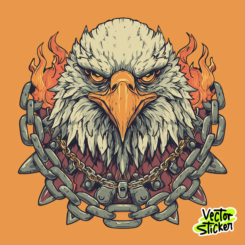 Fierce Eagle Flame Emblem T-Shirt Design Free PNG | VectorSticker