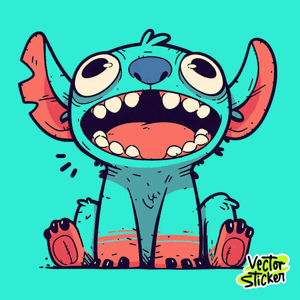 Cute Blue Creature Sticker | Cartoon Character PNG