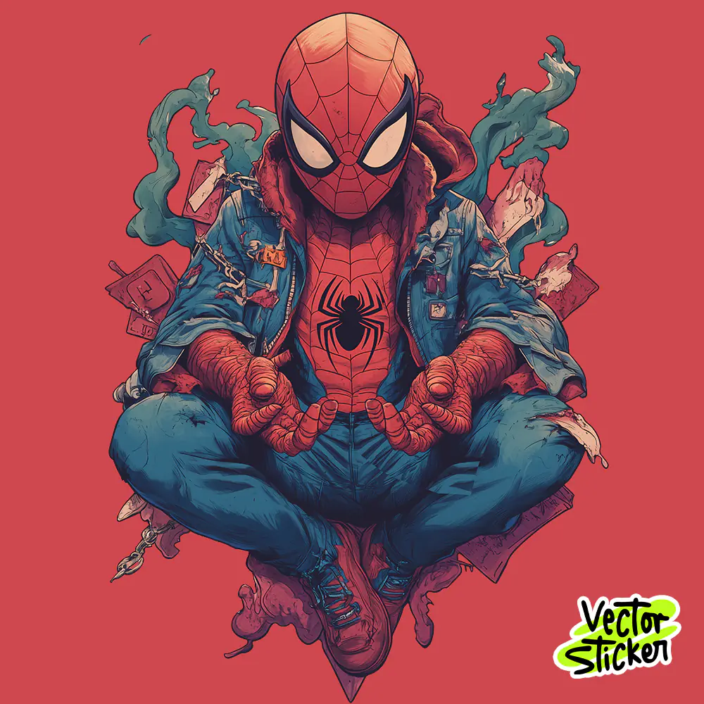 Spiderboy Superhero Cartoon Illustration Free T Shirt Design