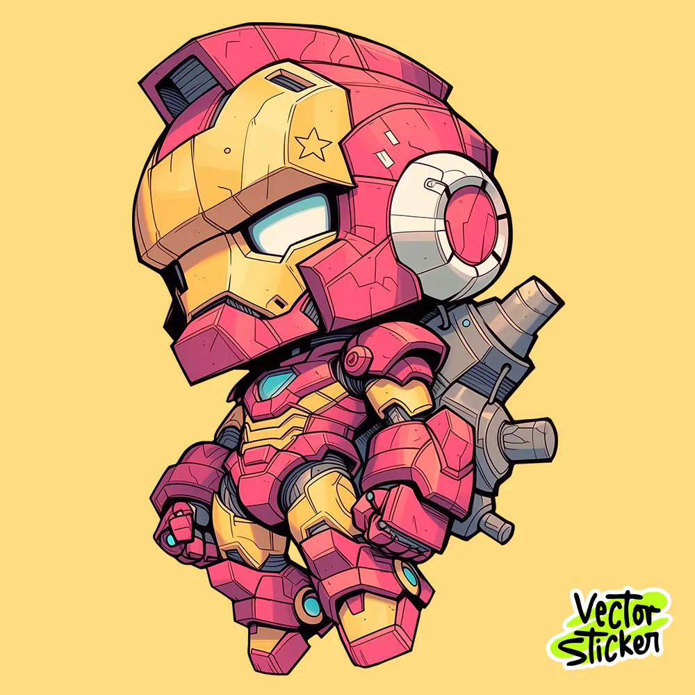 Chibi Ironman T Shirt Cartoon Hero Red Gold Armor