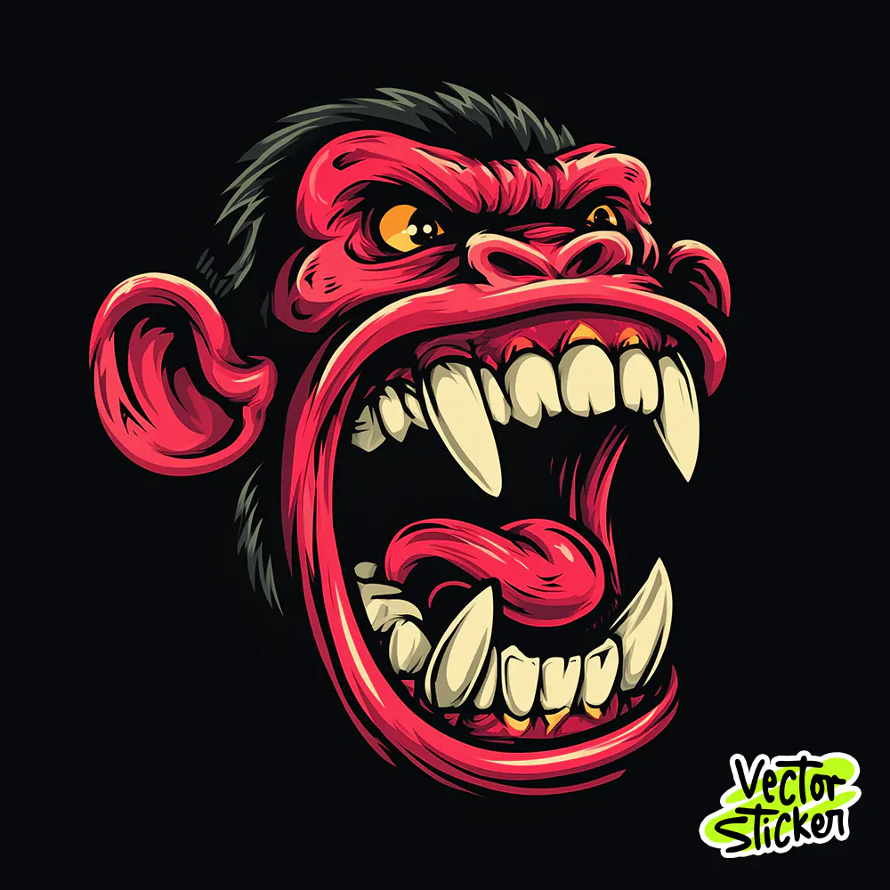 Free Angry Monkey Face T-Shirt Design | Fierce Animal Vector Art