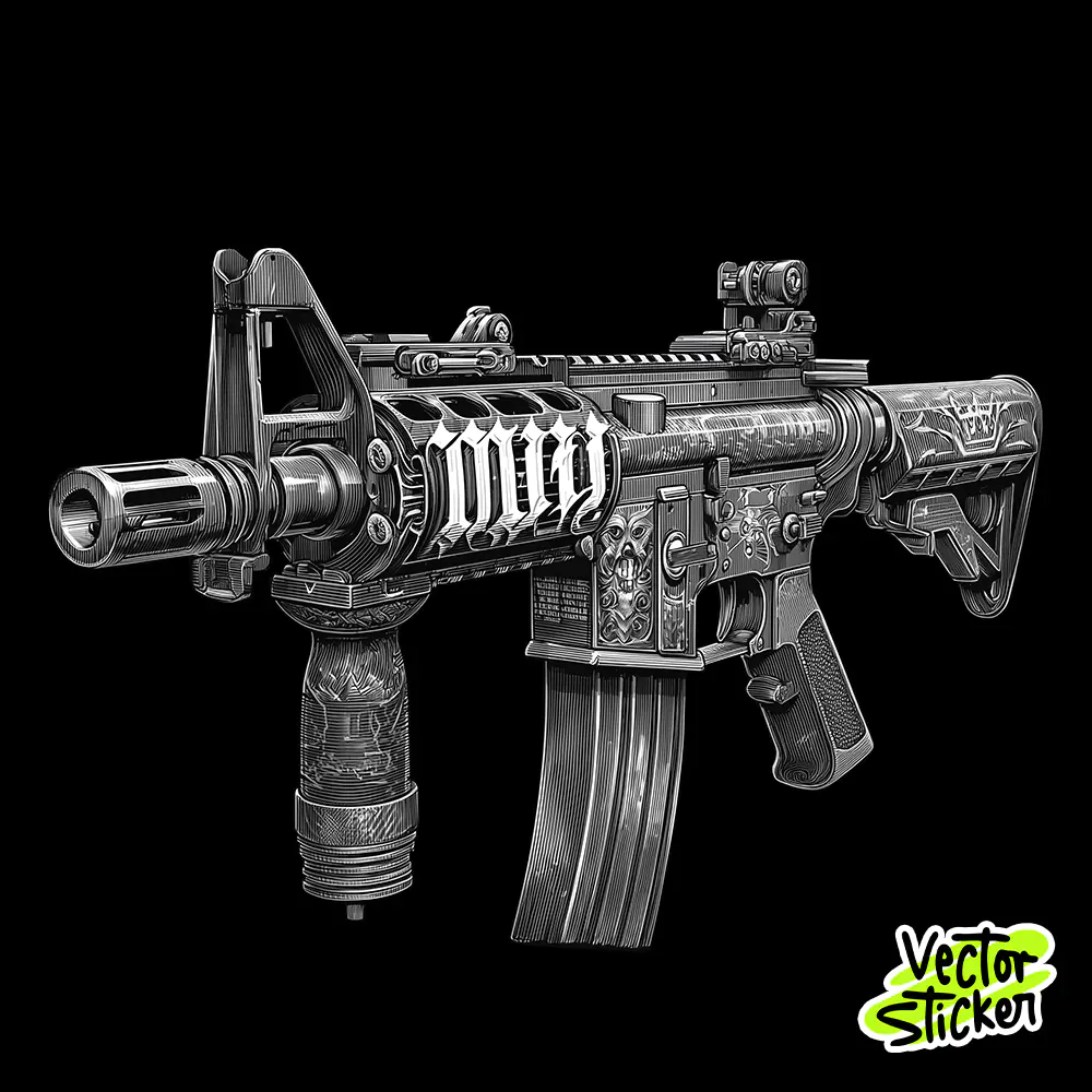 Tactical M416 AR Custom Engraved T-Shirt Design Free PNG | VectorSticker
