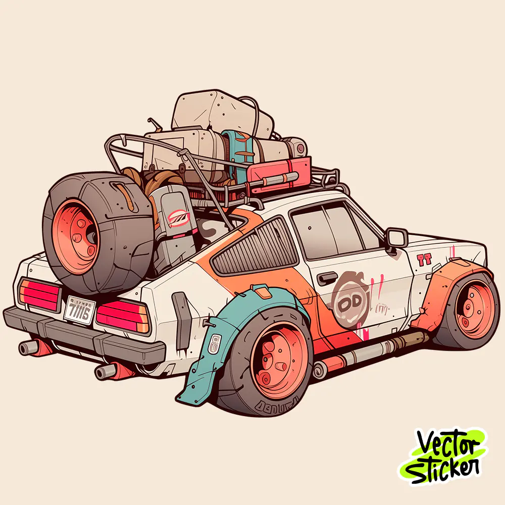 Teal Circuit Cyberpunk Car Sticker Free PNG Download | Vectorsticker