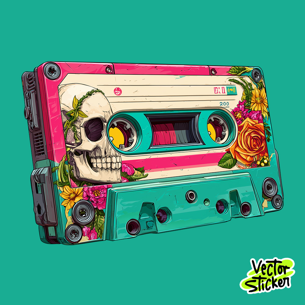 Vibrant Pop Art Cassette Tape