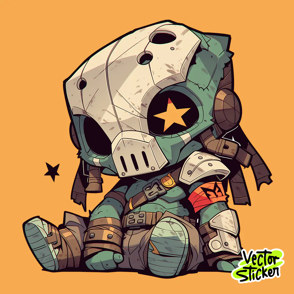 Cute Predator Sticker Cartoon Chibi Green Sci-Fi Character