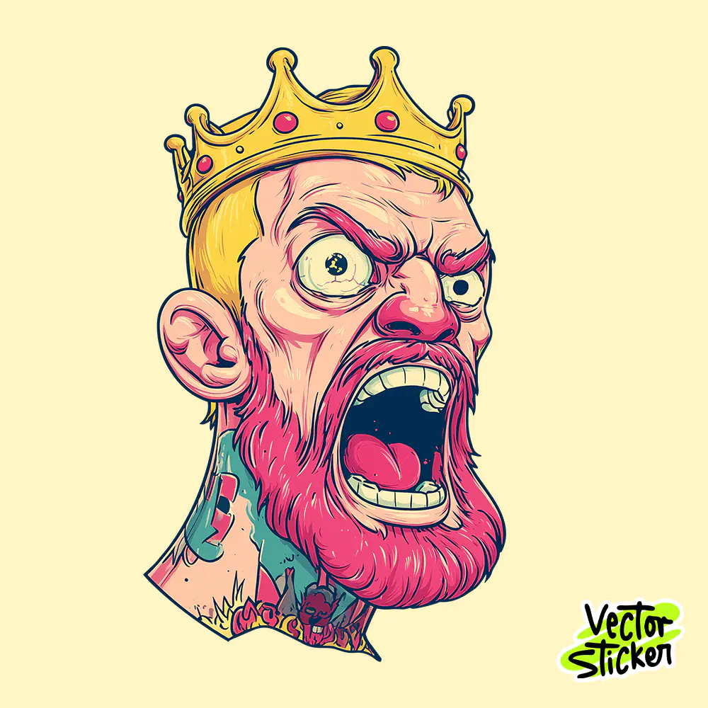 Free T Shirt Designs King MMA Fighter Crown Bold Illustration High Resolution PNG