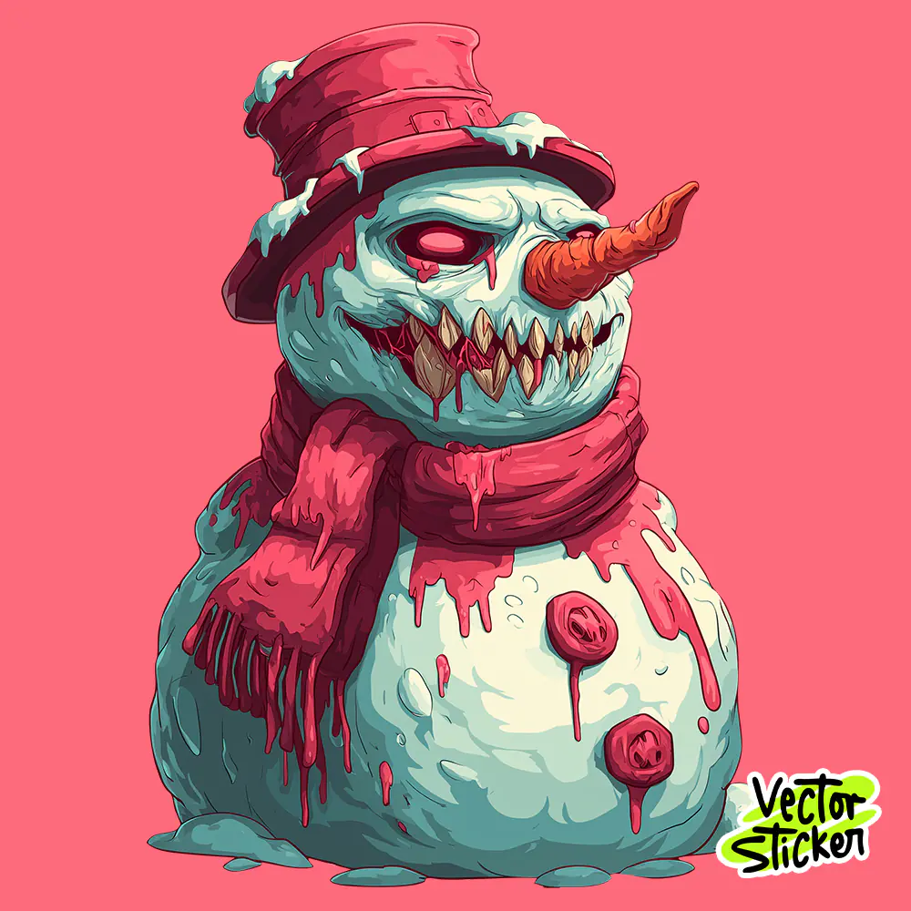 Melting Horror Snowman – Christmas Sticker & T-Shirt Design Vector Art
