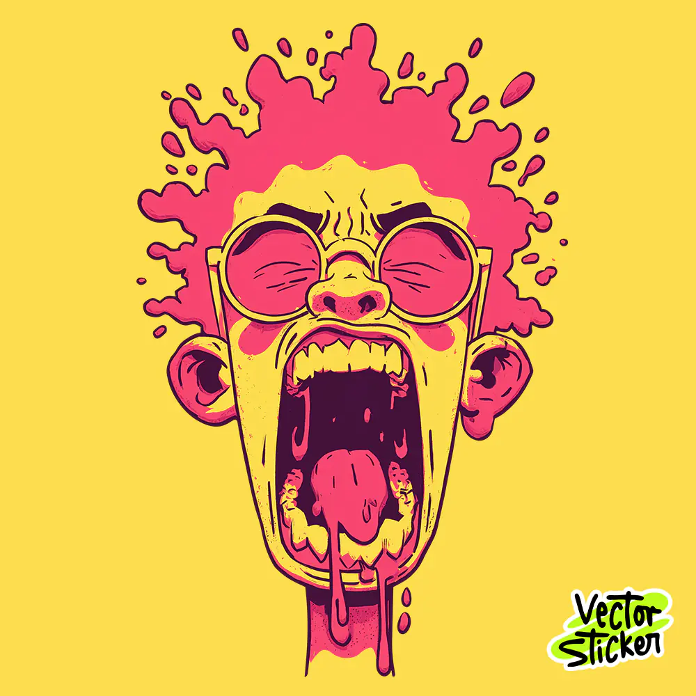 Explosive Scream Face Splash Hair Bold Expression PNG for T Shirt Design