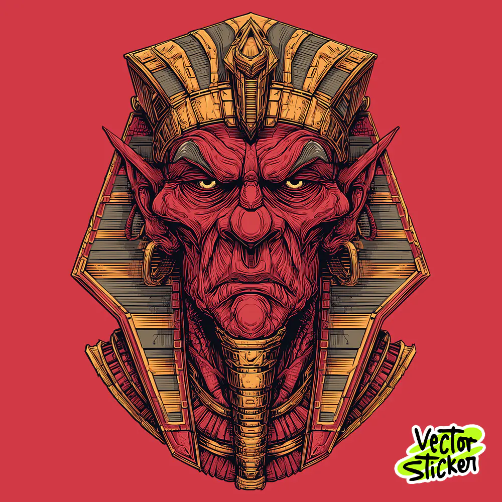 Red Demon Pharaoh Egyptian Dark Mythology Illustration High Resolution PNG