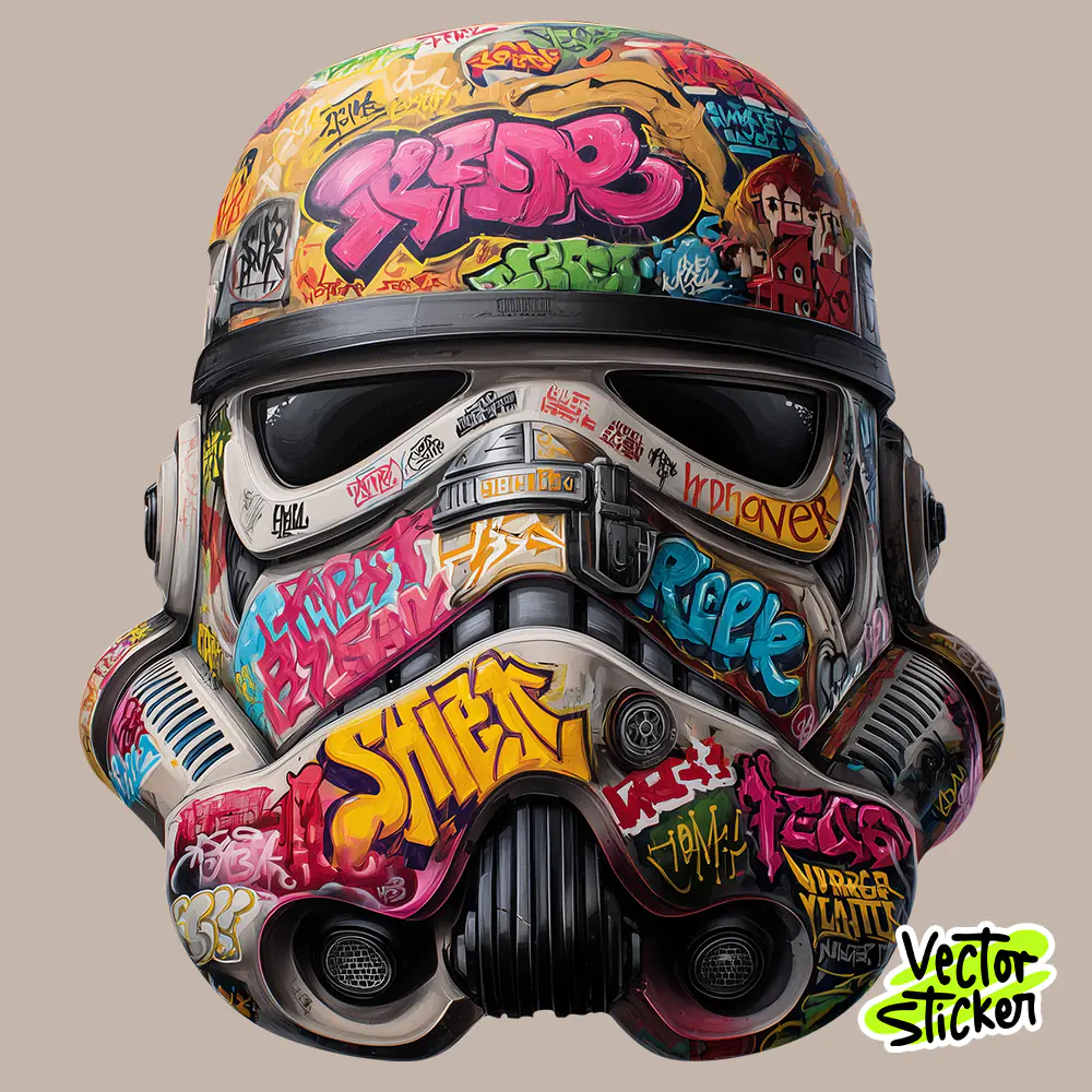 Graffiti Helmet Sticker Urban Street Art Colorful Design