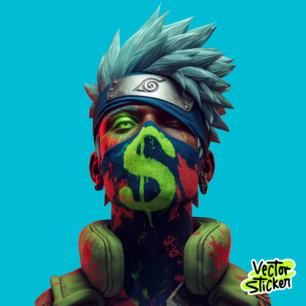 Kakashi Hatake Cyber Ninja – Futuristic Graffiti Style T-Shirt Design Sticker