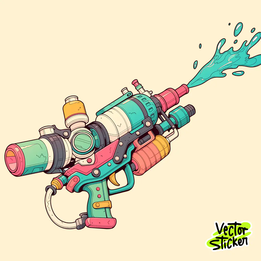 Songkran Water Gun Toy Sticker PNG| Thingyan Festival