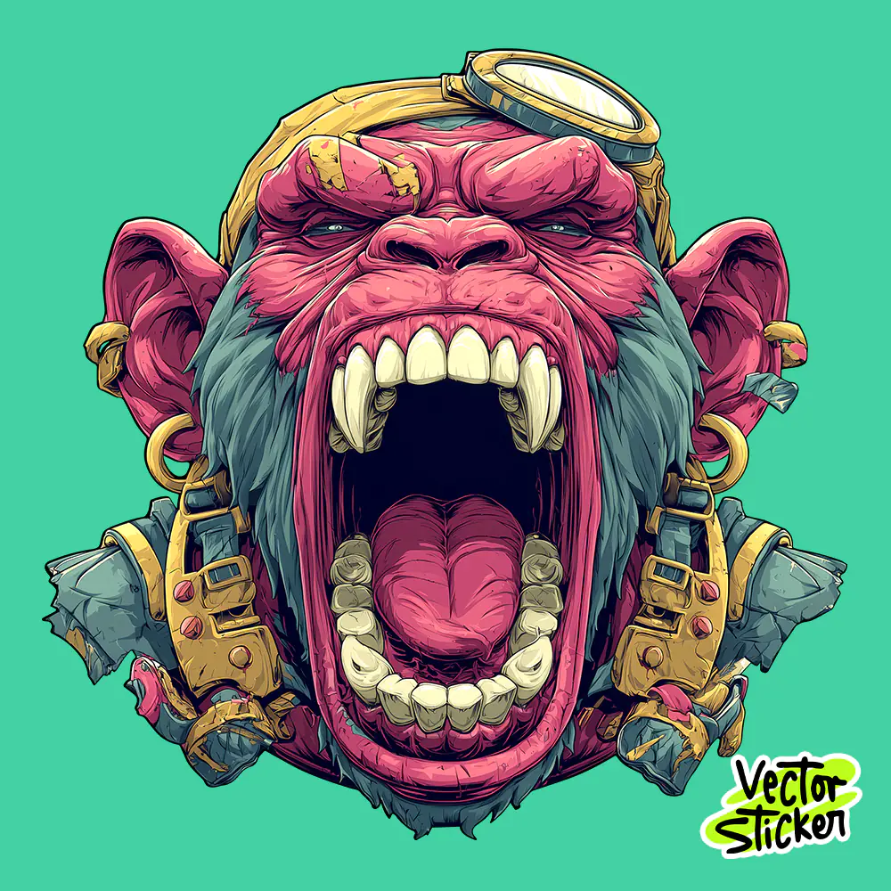 Vintage Angry Ape T Shirt Design | Retro Vector Illustration PNG