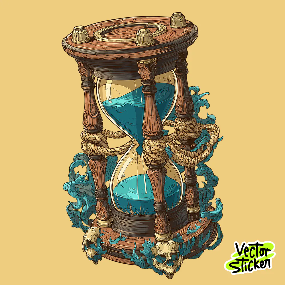 Vintage Skull Hourglass Time Symbol Illustration T-Shirt Design PNG