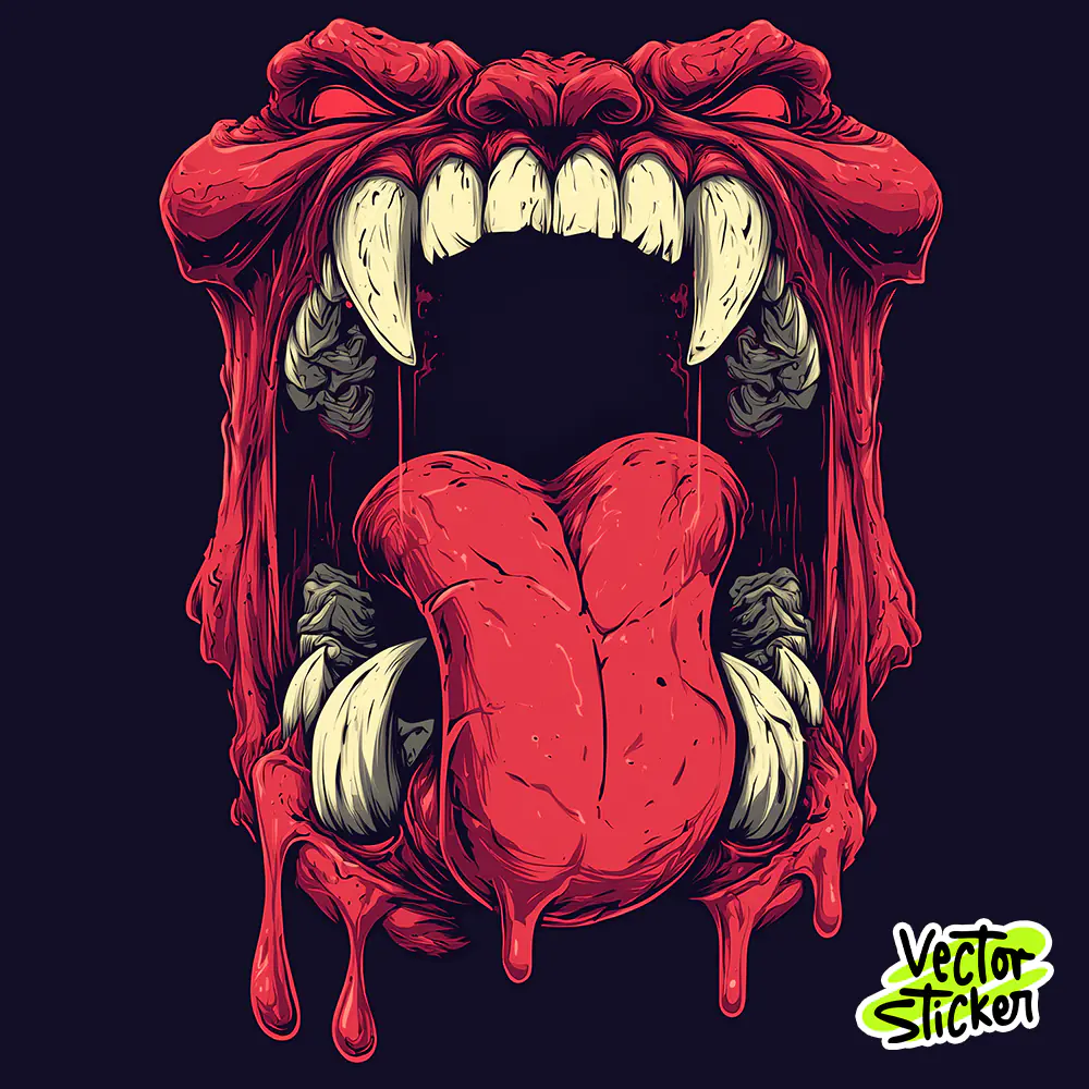 Free T Shirt Design – Monster Mouth & Tongue Horror Illustration