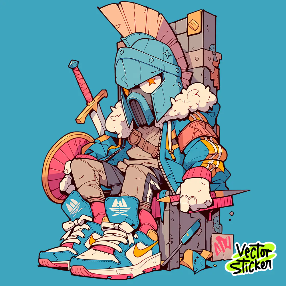 Gladiator Knight T-Shirt Graffiti Streetwear Bold Urban Design