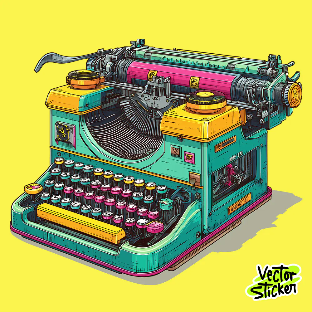 Retro Typewriter Vector Sticker