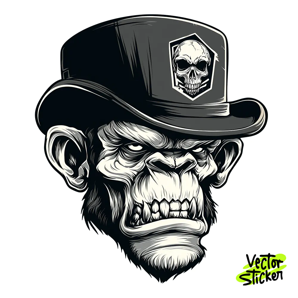 Gentleman Gorilla T Shirt Design Illustration | Classic Ape Head PNG