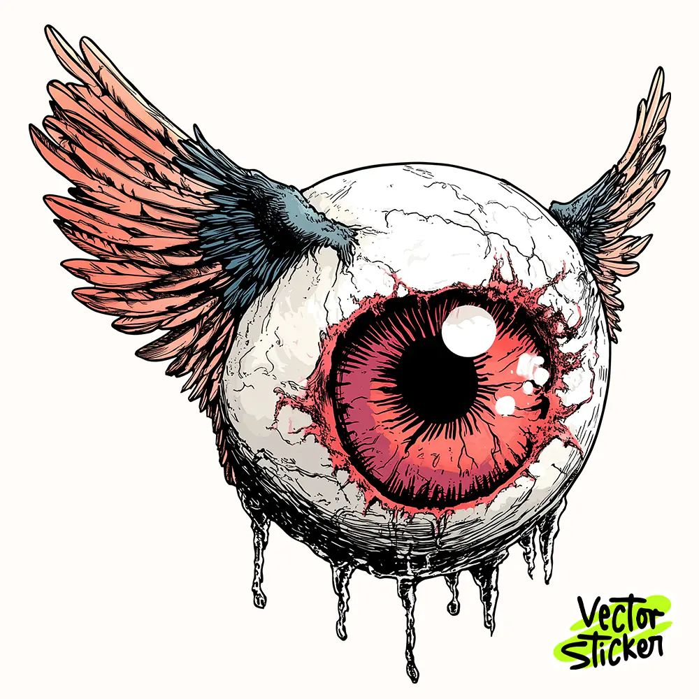 Flying Eyeball Horror Winged Eye Illustration PNG for T-Shirt Design