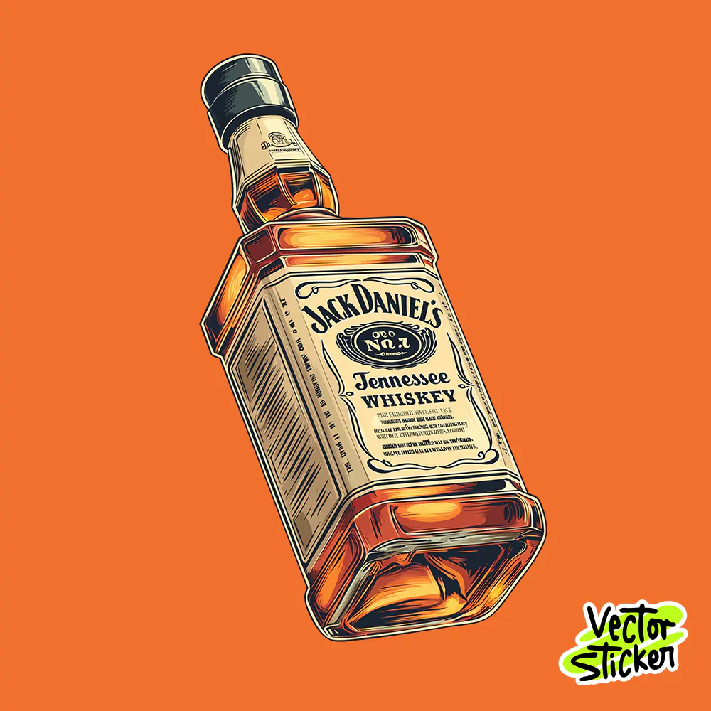 Whiskey Bottle Vector Sticker (Jack Daniel’s Style)