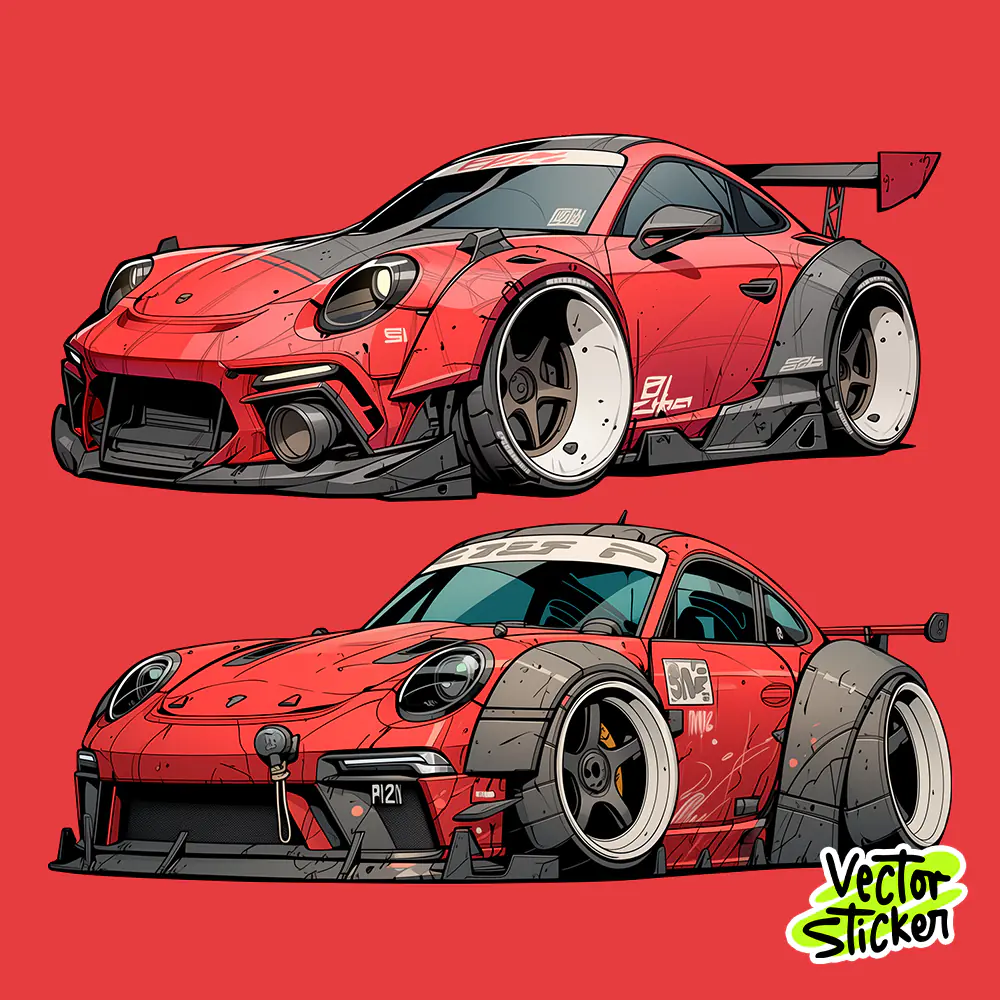 Midnight Red Racing Porsche 911 Sticker Free PNG Download