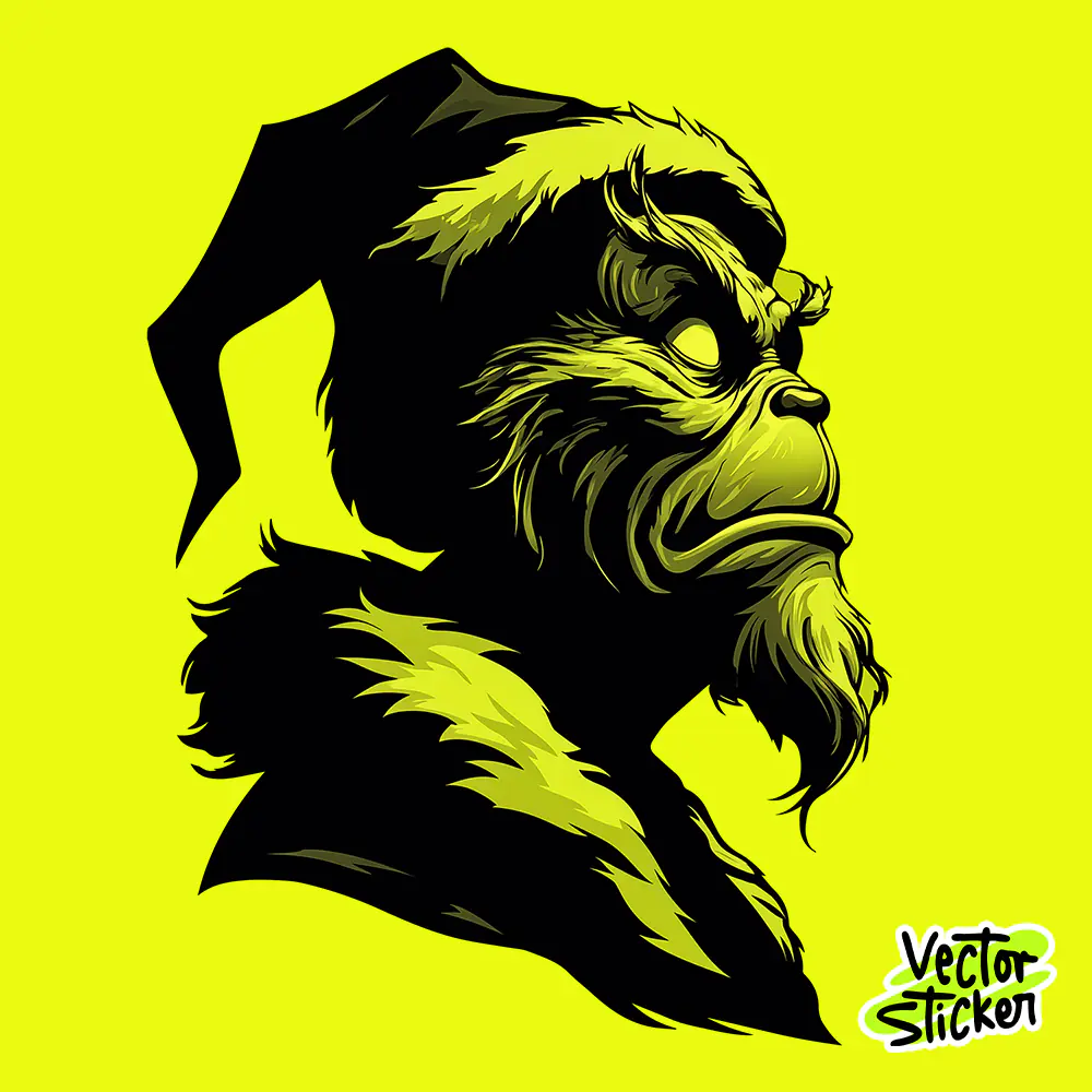 Grinch Green Mischievous Creature Silhouette, Dark Christmas Creature Illustration