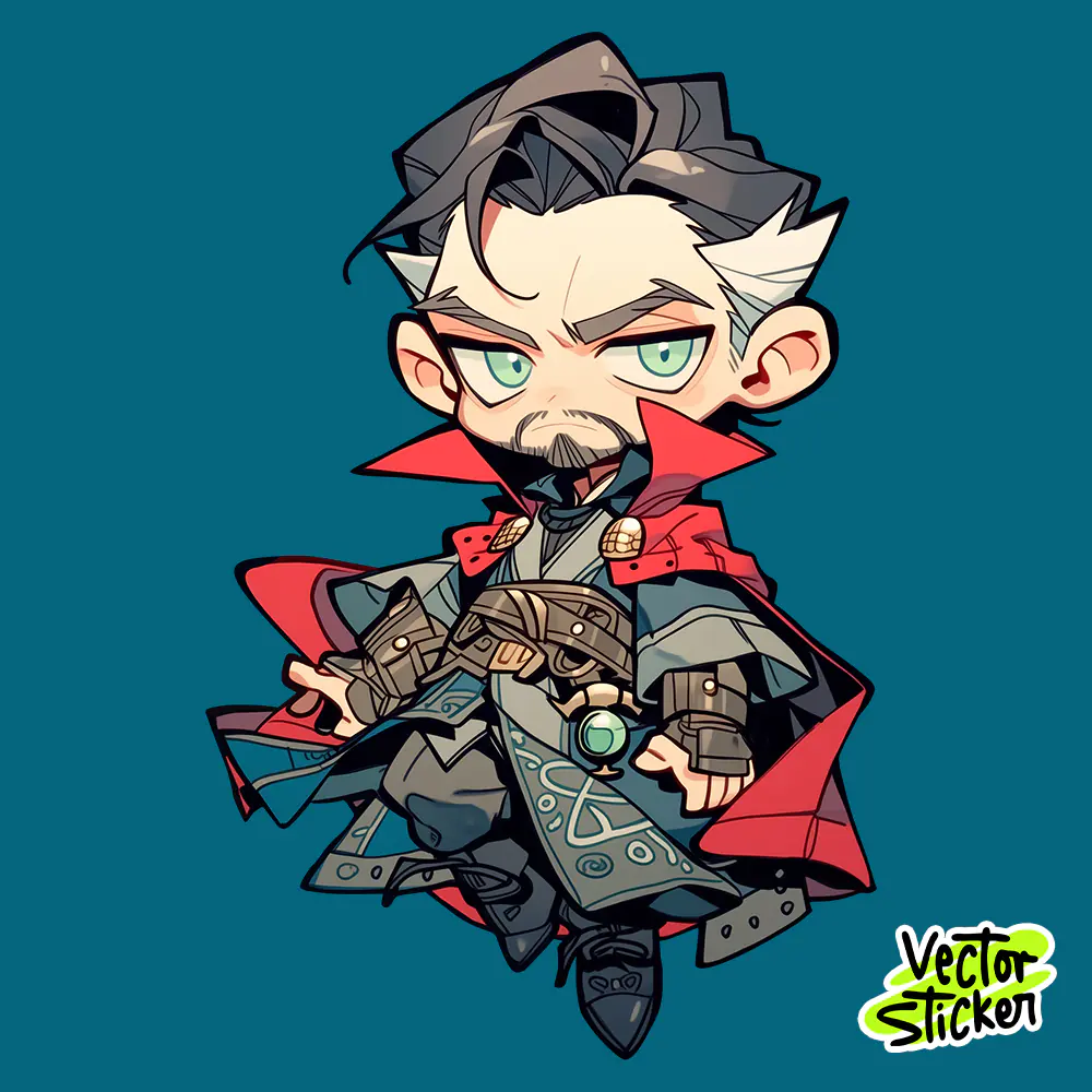 Defender Variant Dr. Strange Chibi Sticker Free PNG | VectorSticker